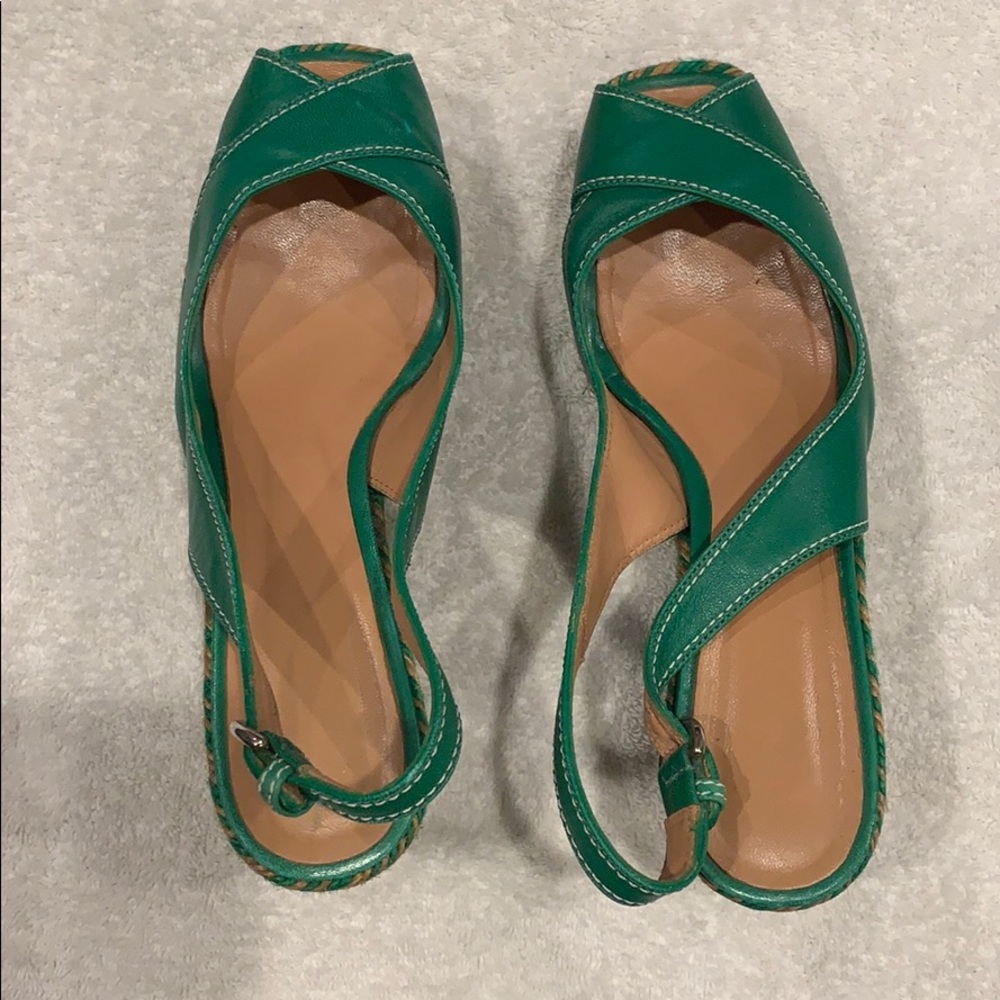 Sergio Rossi GreenOpen Toe Platform Wedge 39